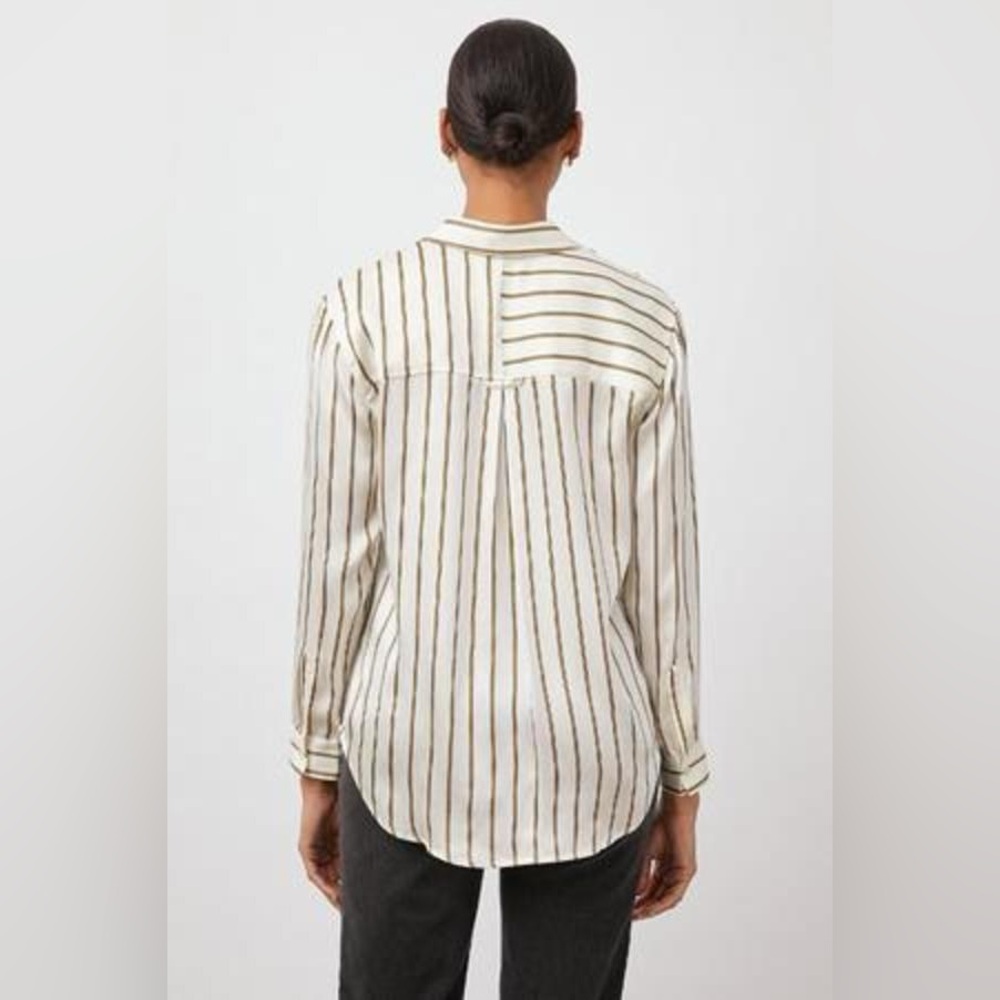 RAILS Spencer Silk Striped Button-down Shirt In Ivory Daffodil Sz S NWT - Picture 3 of 7